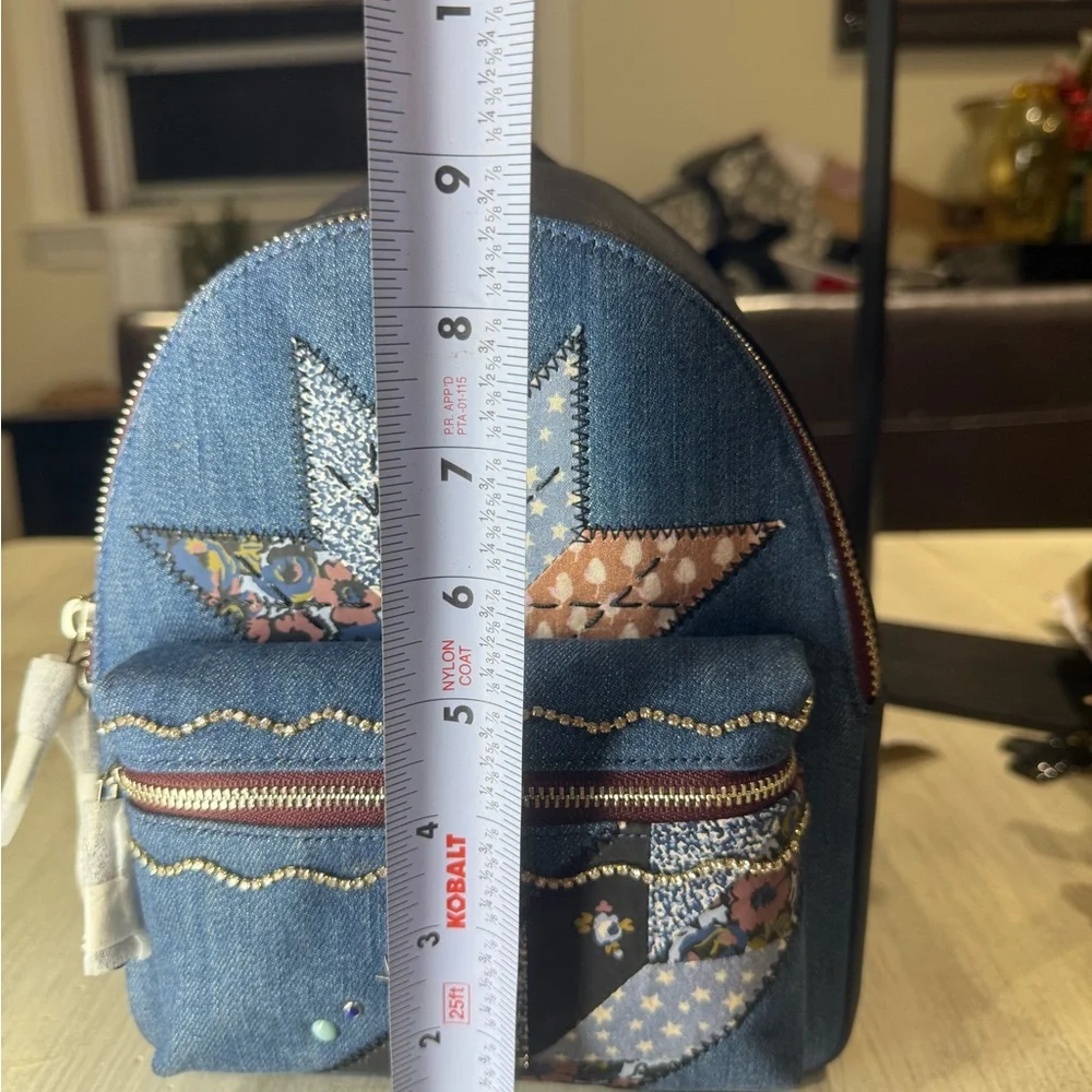 Coach Mini Charlie Denim Star Patchwork Backpack